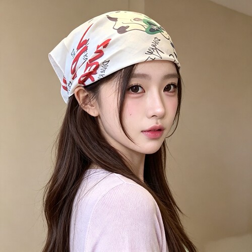 小狗字母头巾女y2k辣妹美式丝巾