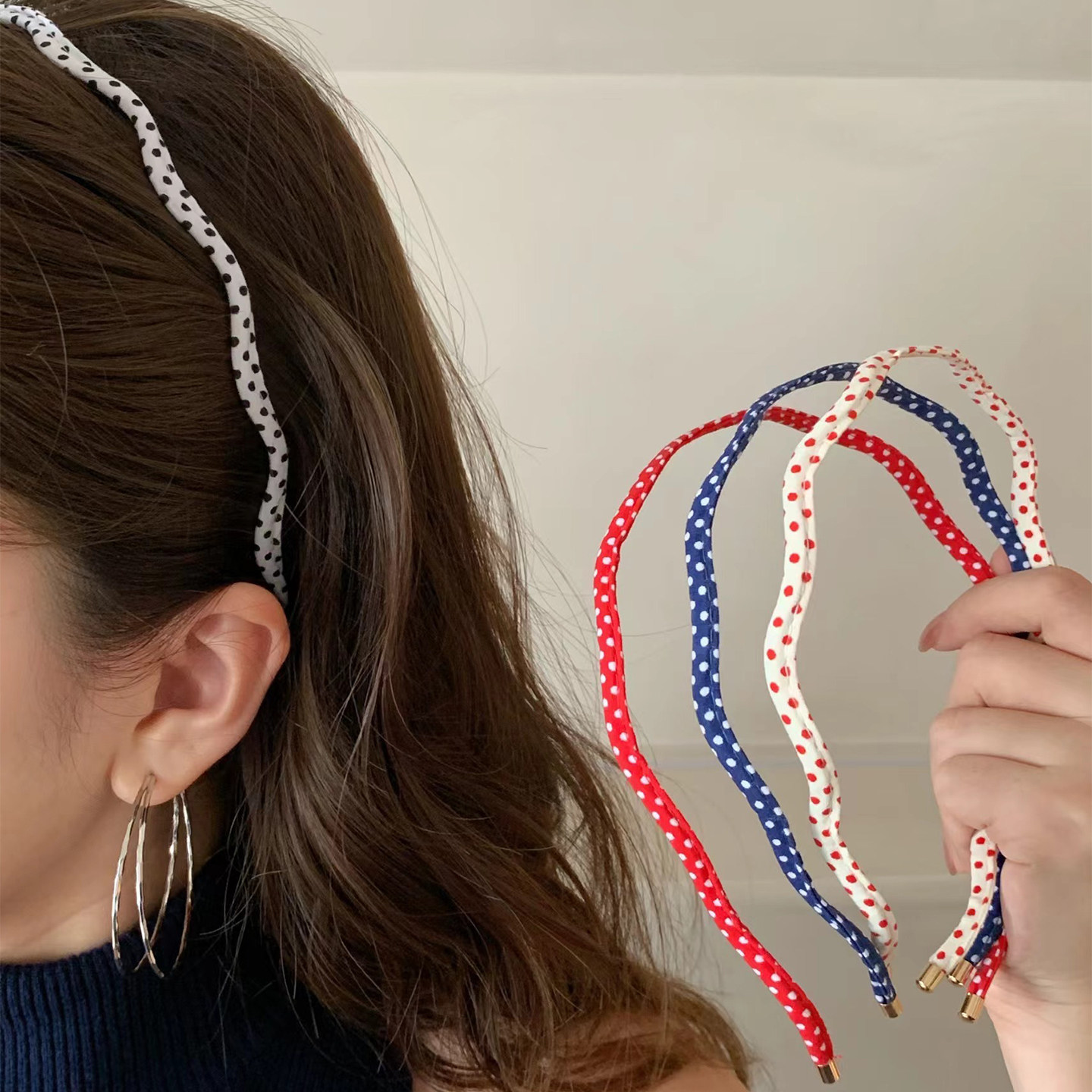 新款韩版波点发箍女高颅顶压发头箍发卡发饰头饰发捆发带发饰头饰