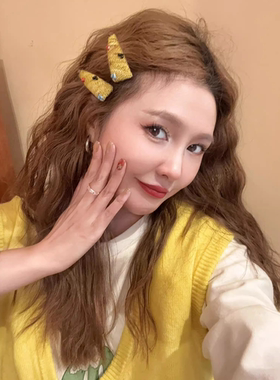 新款韩系BB夹显气质黄色发夹小巧可爱彩色爱心刘海对夹