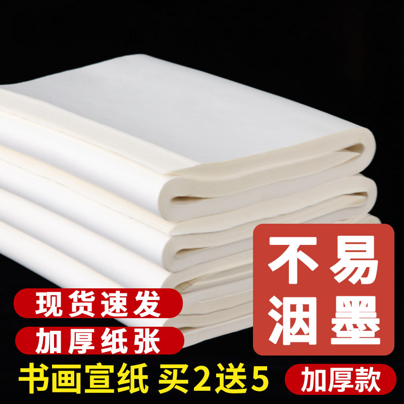 加厚宣纸半生半熟书法专用纸初学者毛笔字练习纸工笔画国画美术专用4尺生宣纸四尺对开作品纸练字熟宣纸整张