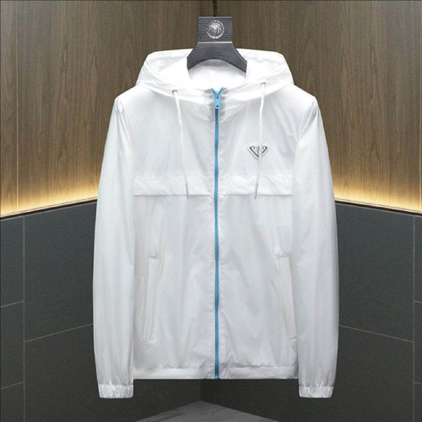 专柜品质白色连帽夹克外套男潮牌痞帅高端上衣春秋季新款衣服潮男