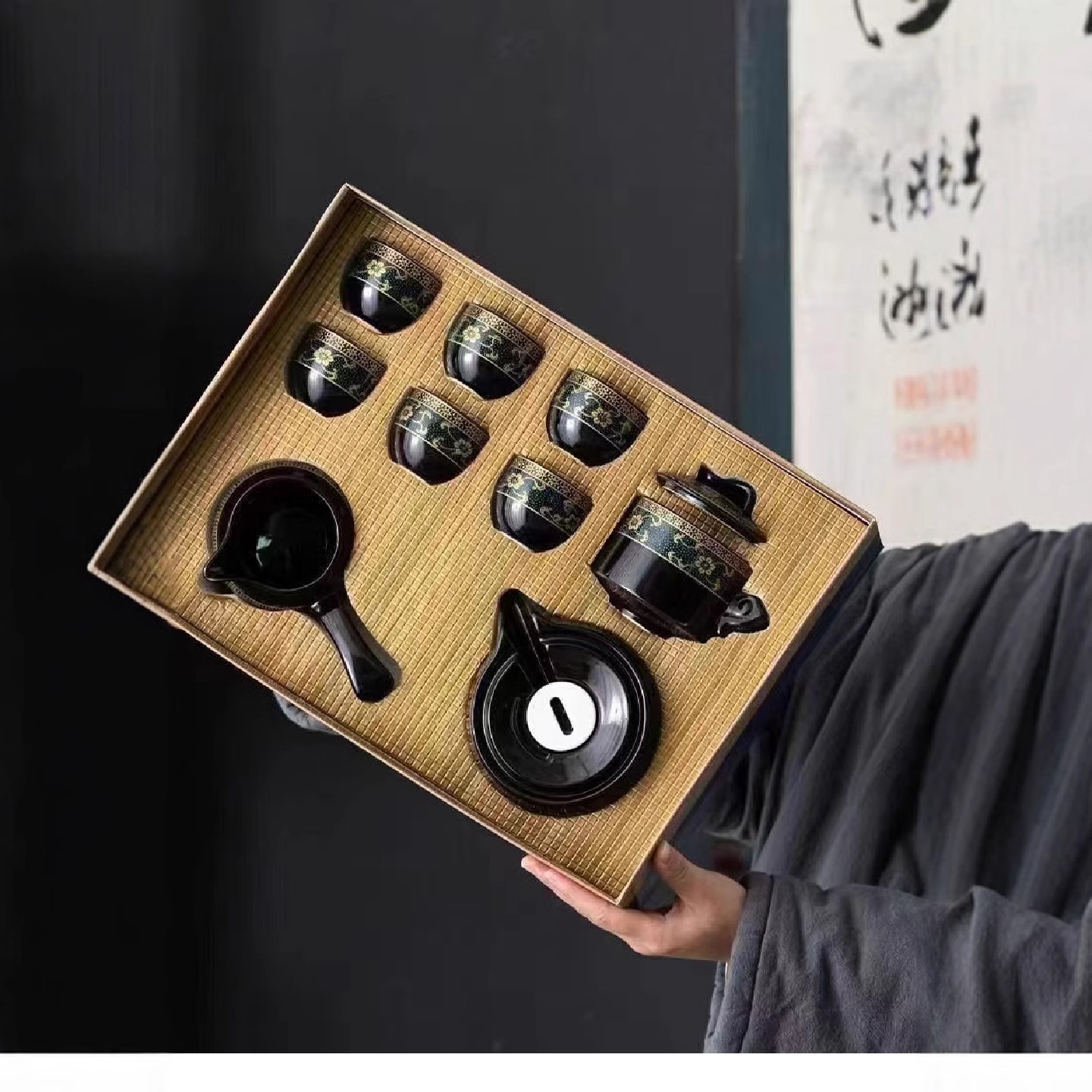 懒人泡茶器半全自动功夫茶具套装家用办公会客高档陶瓷石磨新款