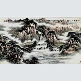 书画批发墨缘斋张凤亮横幅手绘清绿山水家居办公室会所山水画