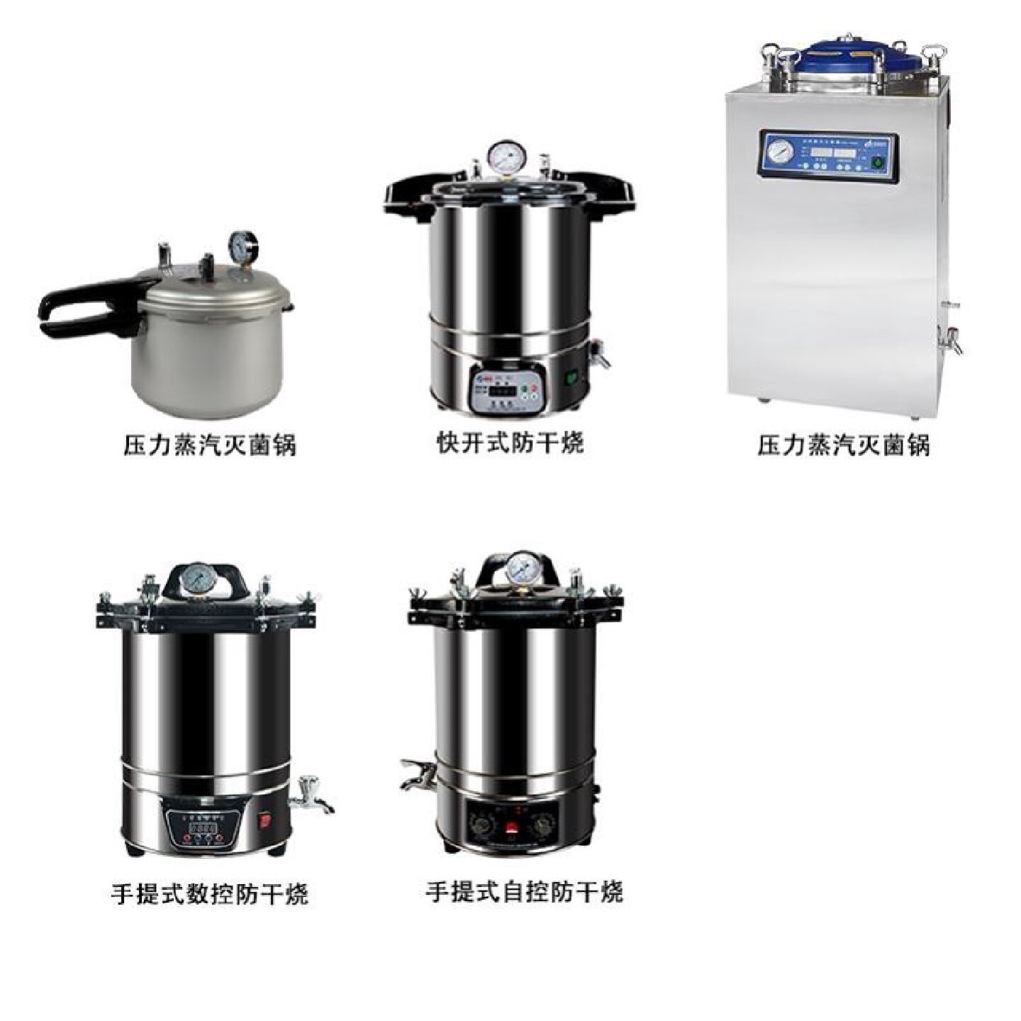 不锈钢手提式高压蒸汽灭菌锅消毒锅医用压力灭菌器18L24L防干烧