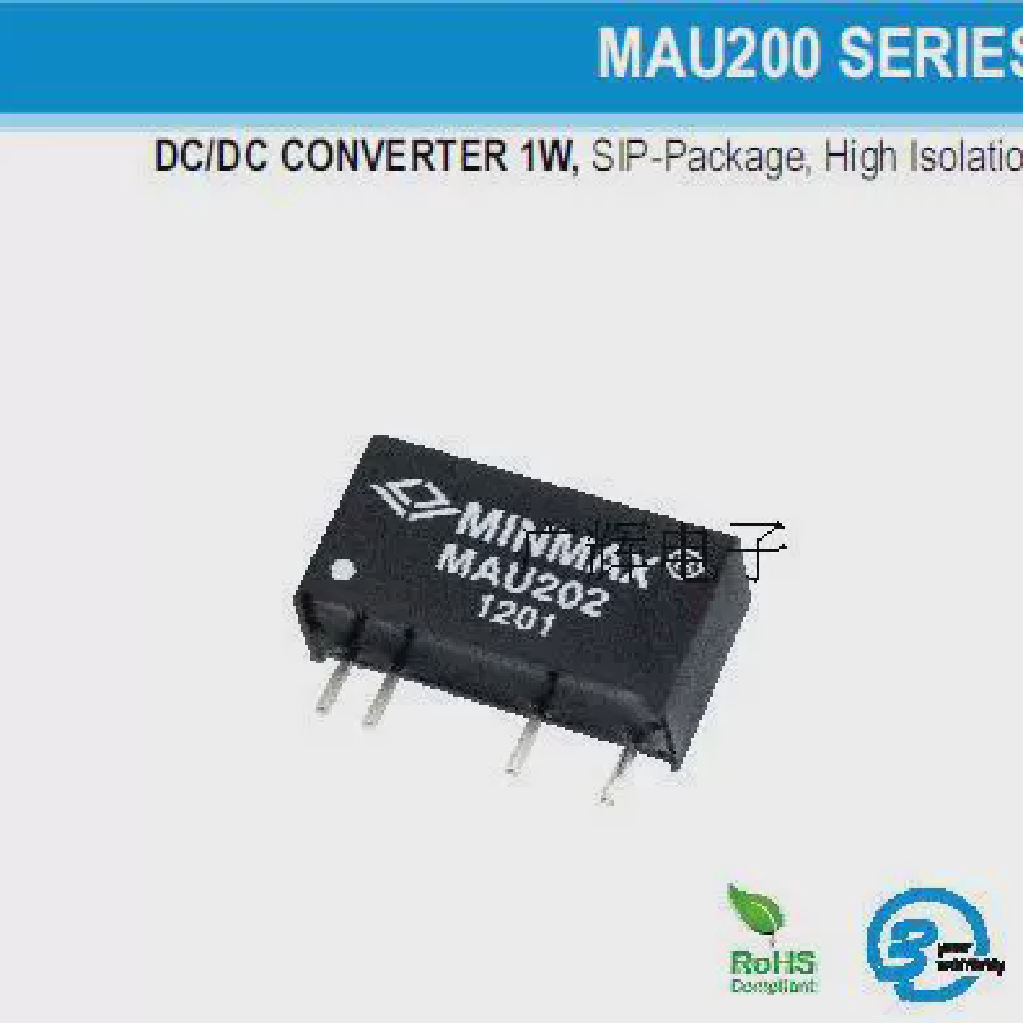 MAU214隔离电压3KV功率1WDC/DC电源模块12V转12V84mA