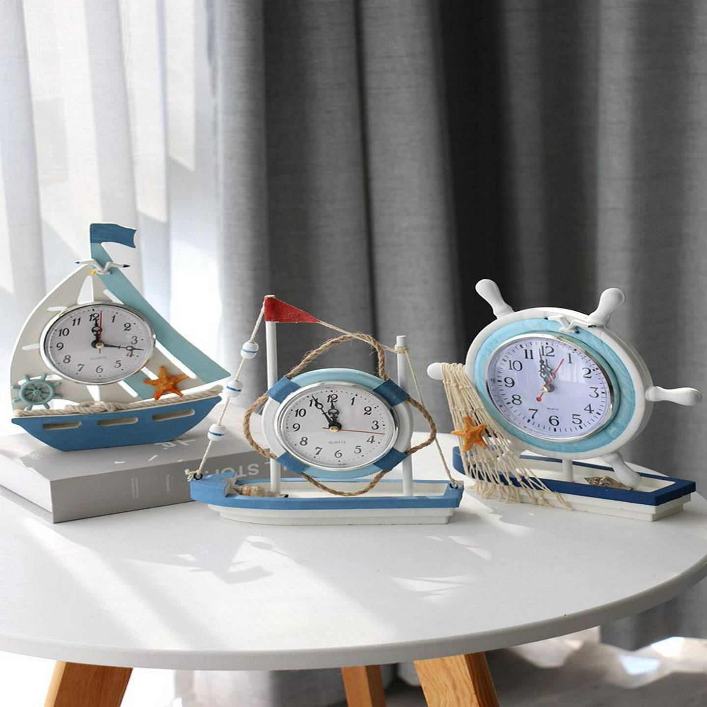 地中海钟表创意时钟摆台摆放式桌面摆件客厅卧室静音家用台式座钟