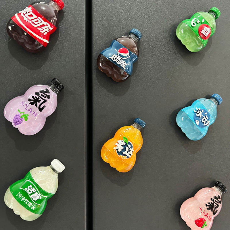 2025新款仿真食玩水果饮料瓶冰箱贴磁贴创意磁吸装饰吸铁石留