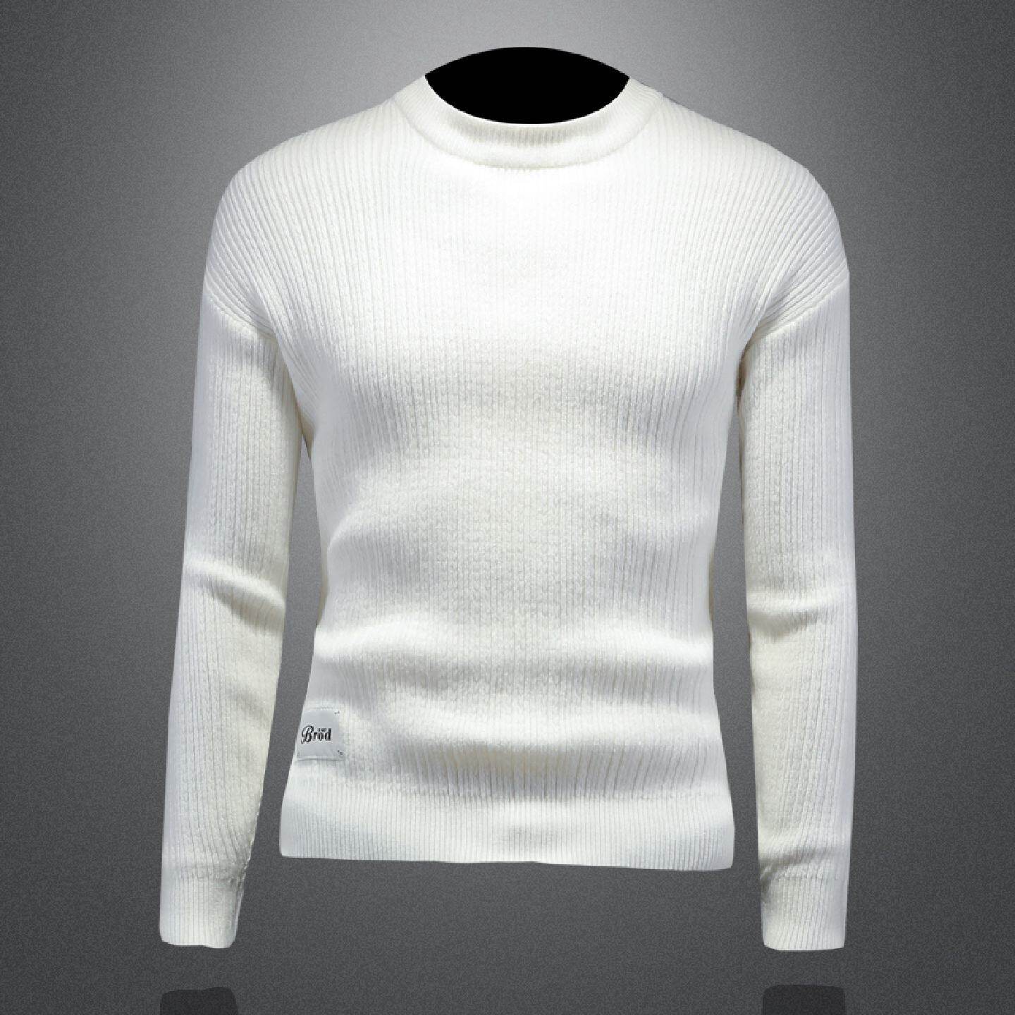 欧洲站半高领毛衣男士年秋冬季新款潮流修身针织打底衫毛线衣潮男