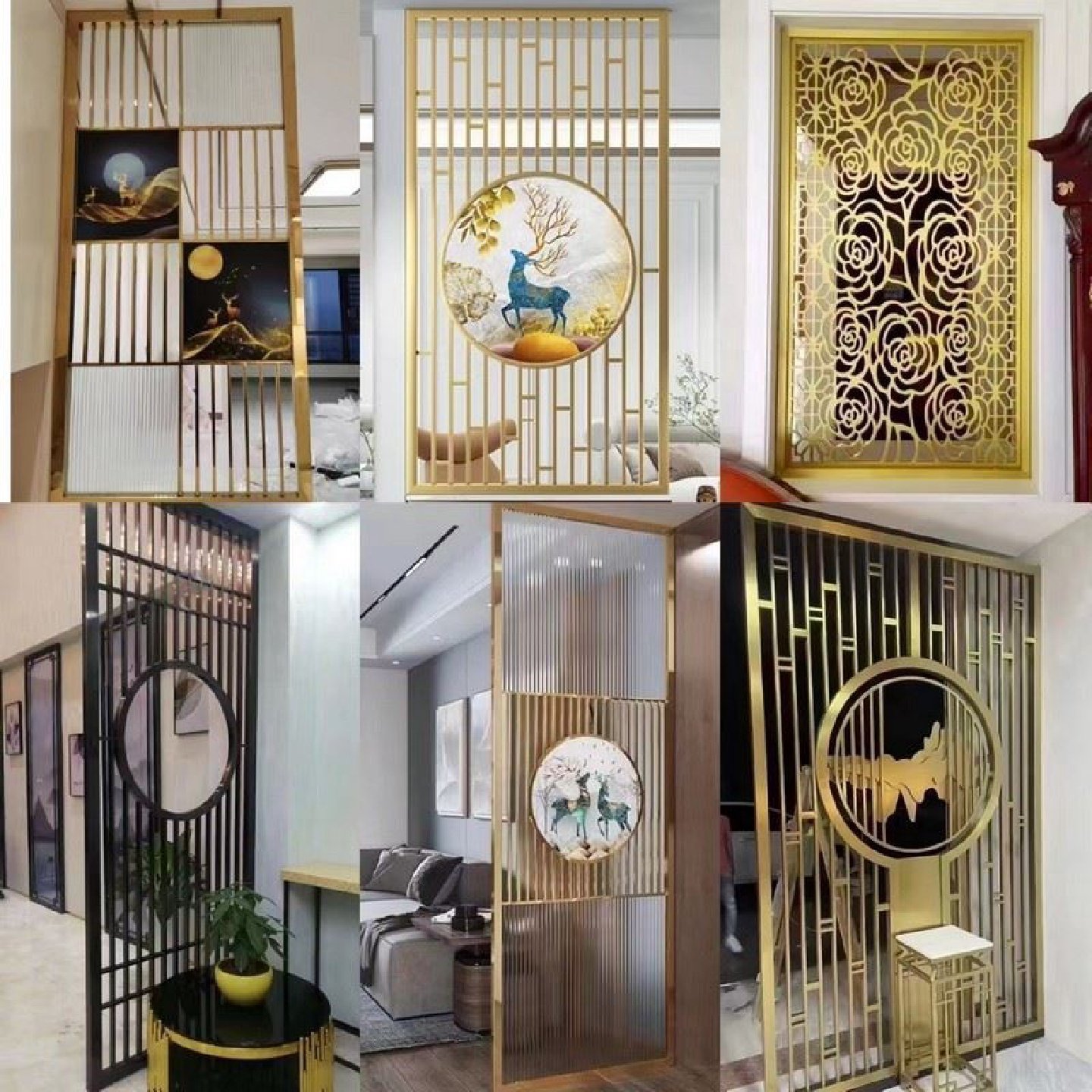 轻奢新中式格栅背景墙不锈钢假山屏风隔断户外庭院酒店金属影壁墙,基础建材,屏风,淘宝优惠券,粉丝福利购,淘宝优惠卷