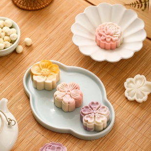 月餅?zāi)＞呤謮菏?家用綠豆糕壓花磨具冰皮點心糕點烘焙模型202