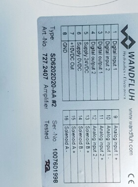议价瑞士WANDFLUH万福乐SD6202D20-AA2放大器全新现货
