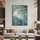 饰画现代餐厅走廊过道风景 装 莫奈睡莲手绘油画玄关画挂画竖版 美式