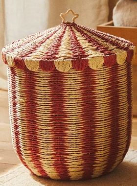 Rattan Floor Storage Basket Dirty Laundry Basket Woven Baske