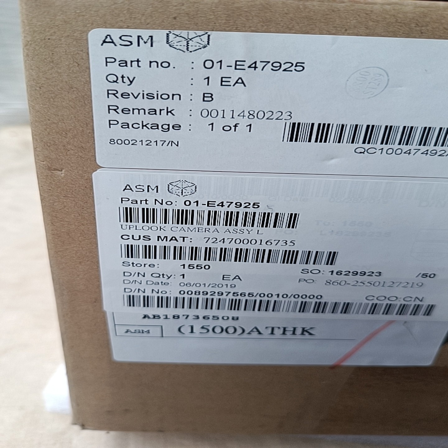 售前询价ASM UPLOOK CAMER ASSY L 01-E47925 01-E47925