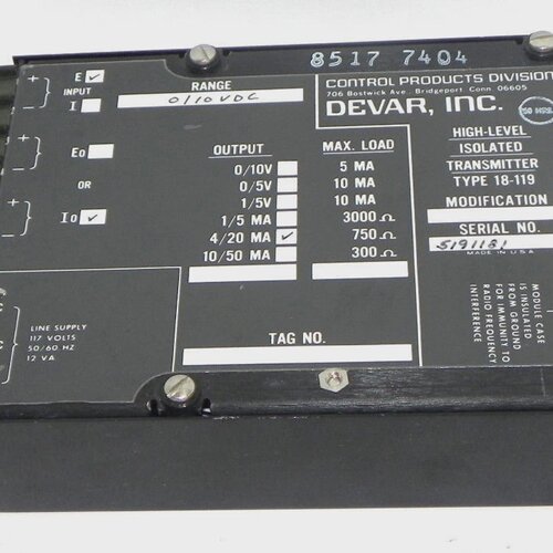 DEVAR 18119 HIGHLEVEL ISOLATED TRANSMITTER 18119