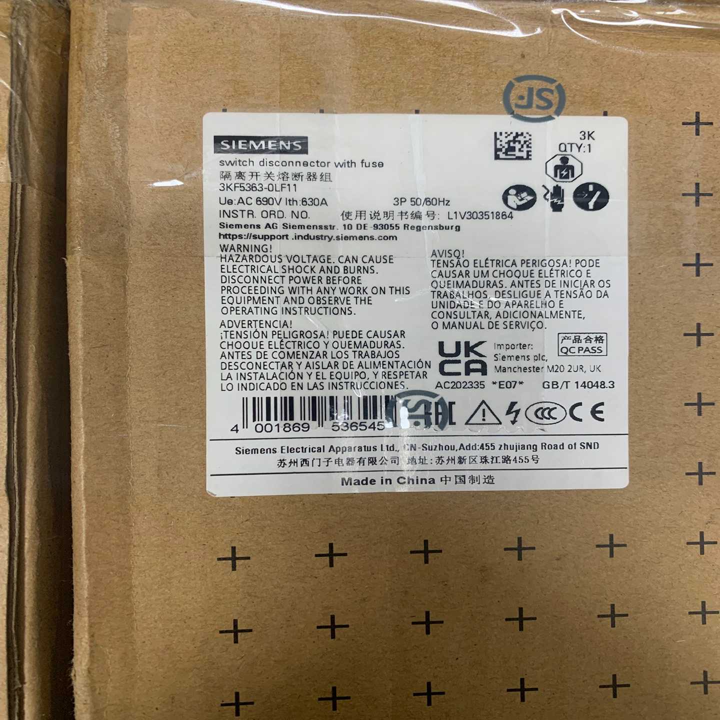 询价西门子熔断式隔离开关3KF5363-0LF11全新原装正品