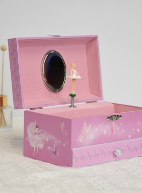 木制音乐饰品盒礼物创意抽屉收纳盒发条旋转女孩饰品八音盒60195