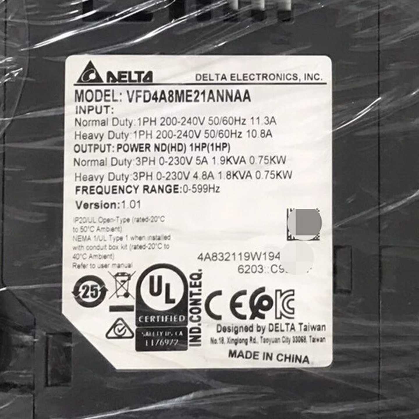 VFD4A8ME21ANNAA变频器ME300