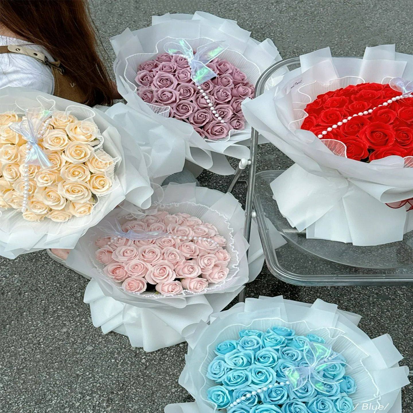 三层香皂花玫瑰花花头仿真永生花肥皂花DIY制作材料手工花束假花