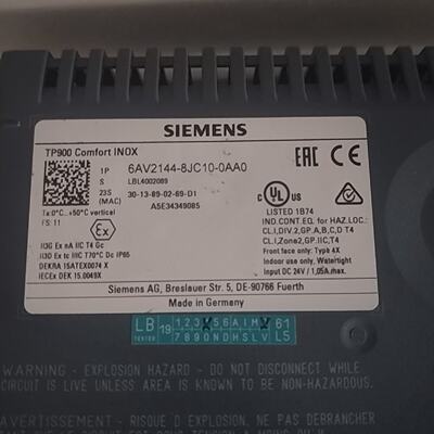 议价西门子TP900 Comfort INOX触摸屏，型号6AV