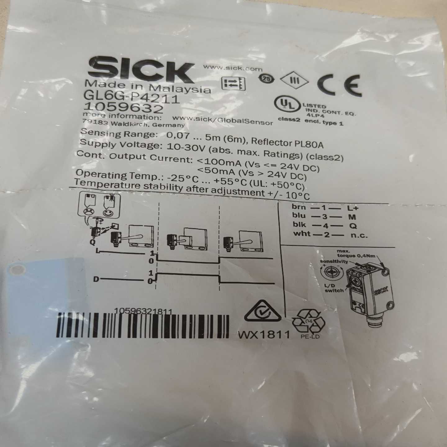 咨询-西克SICK光电开关GL6G-P4211订货号1059