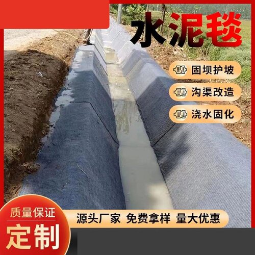 水泥毯浇水固化混凝土新型鱼塘护坡铺路沟渠河道改造固坝固土毯