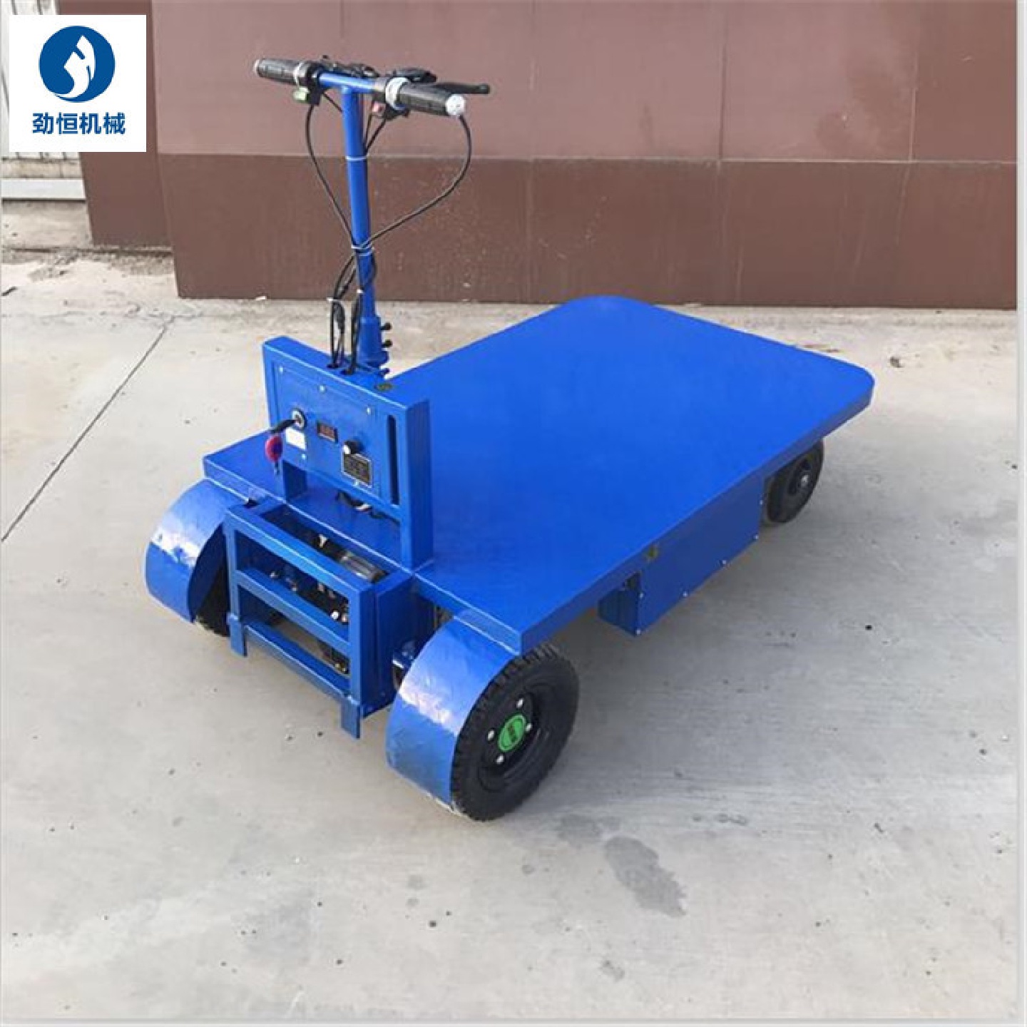 电动四轮拉货搬运手推平板车仓库物流小推车高载重运输工具平板车