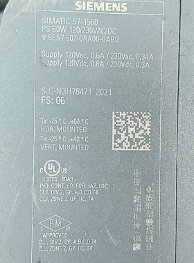 议价西门子S71500电源模块PS60W型号6ES750议价