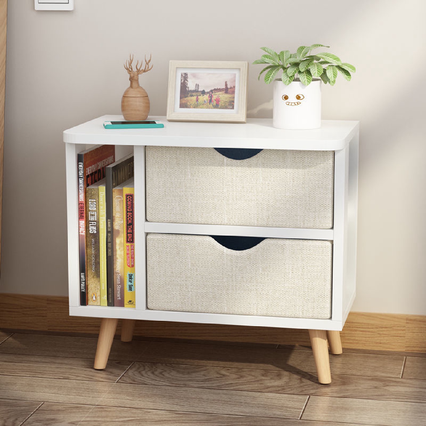 北欧床头柜卧室床边收纳柜现代简约置物架多层经济型储物柜小柜子