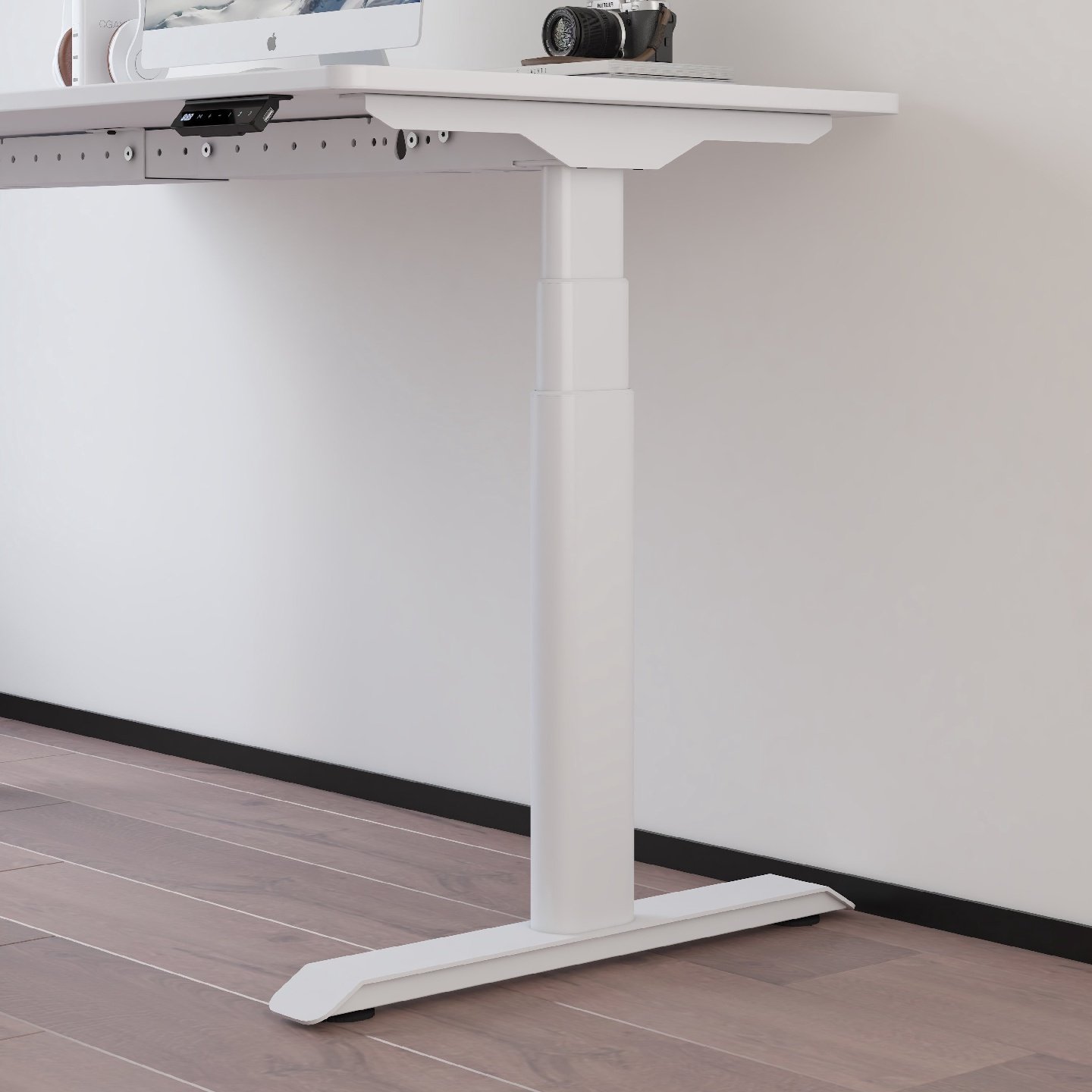 4I智能电动升降桌腿双电机黑胡桃实木椭圆腿升降桌架升降书桌电脑