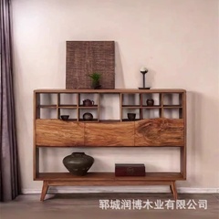 老榆木博古架茶杯架展示架边柜中式实木储物架餐边柜民宿茶室家具