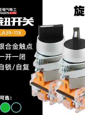 天正电气TGLA39-11X20X黑色自锁自复位二挡三挡旋转22mm开关按钮