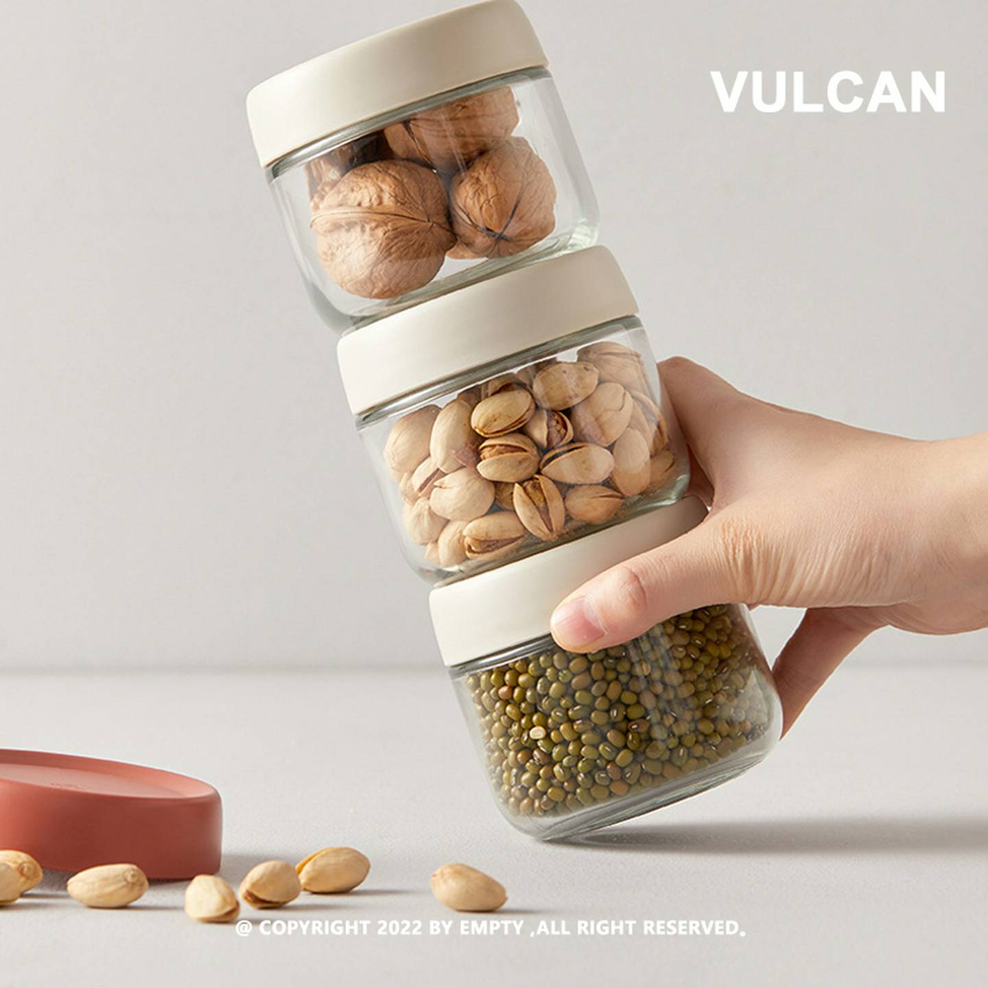 Vulcan玻璃储物密封罐零食糖果咖啡豆多用途收纳罐280/450ml