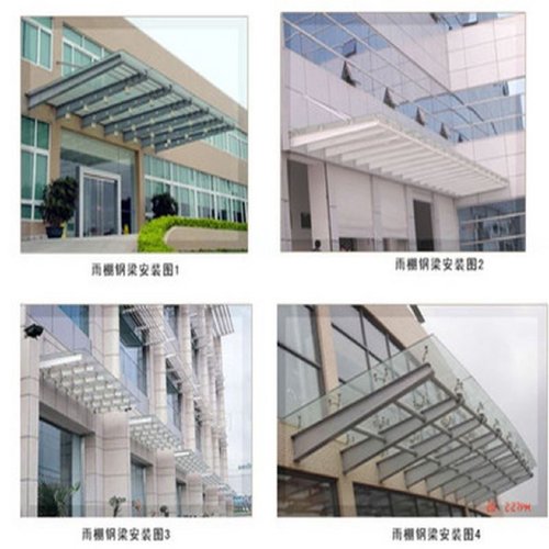 不锈钢牛腿挑梁雨棚玻璃办公室爪件钢结构遮雨棚门头雨棚钢梁