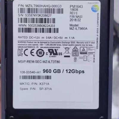 Netapp PM1643 960GB SAS X371A-询