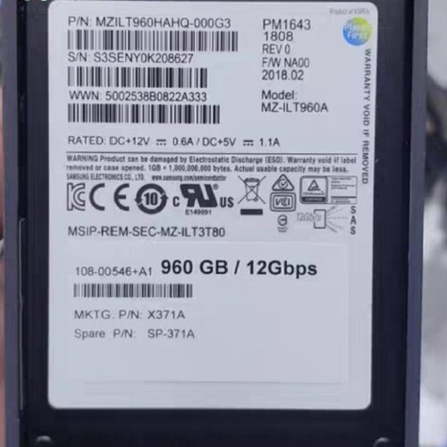 Netapp PM1643 960GB SAS X371A-询