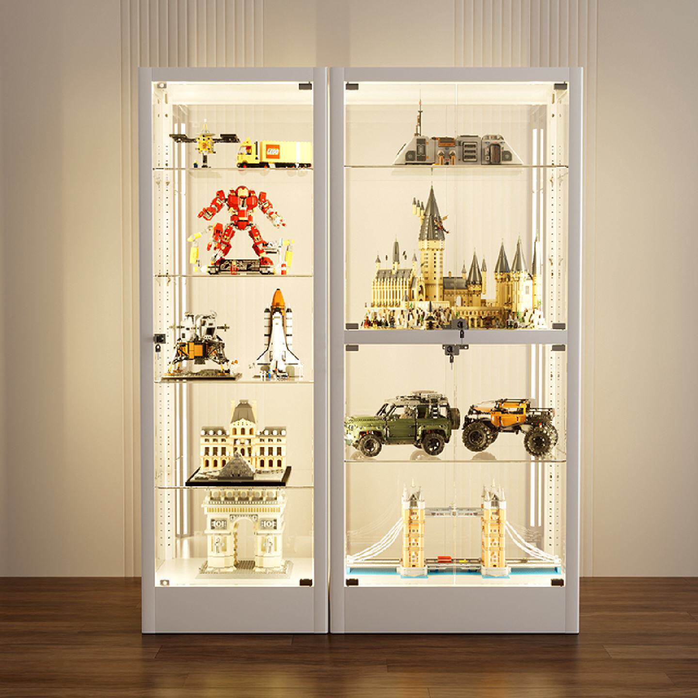 家用玻璃手办展示柜钢化玻璃陈列柜可定制玩具展示柜