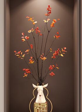 招财鹿入户玄关装饰摆件客厅电视柜壁龛仿真花艺搬家乔迁新居礼物