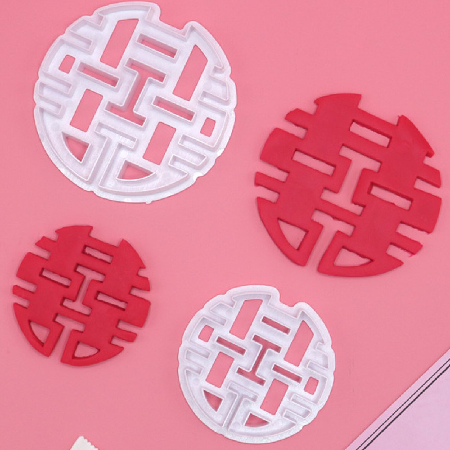 创意款简约中式婚礼蛋糕装饰喜字翻糖模具塑料大囍字切模饼干压模