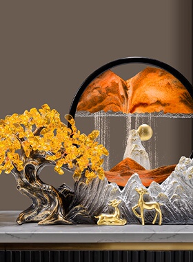 发财树流沙画摆件家居客厅玄关装饰品办公室乔迁新居礼品开业礼物