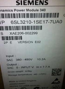 议价6SL32101SE275UA0西门子S120变频器37kW功率模块PM340现货