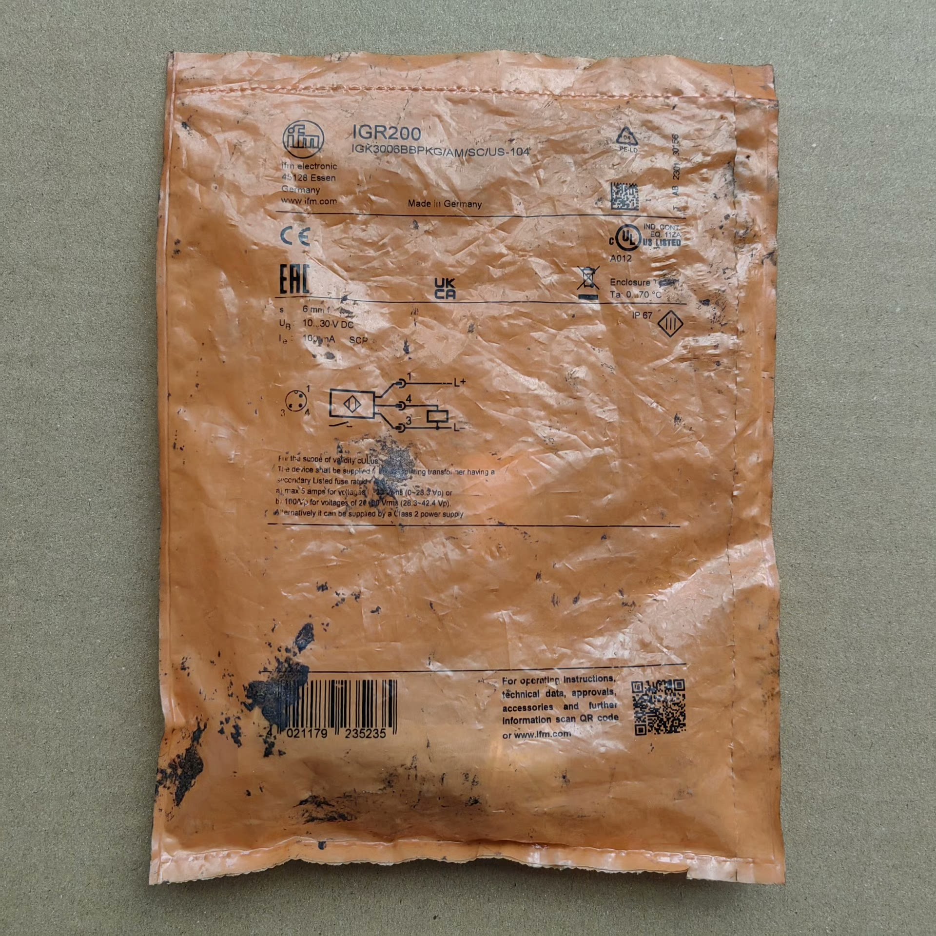 IGR200易福门接近开关--议价商品