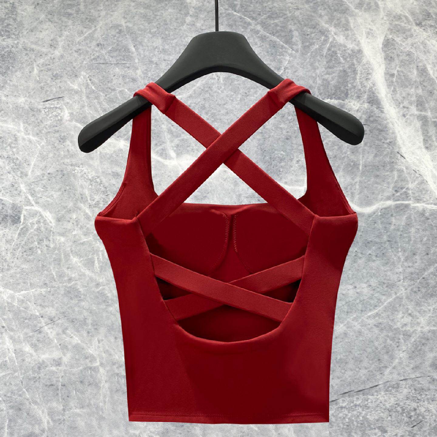 运动背心女外穿健身专用胸衣防震防下垂带胸垫一体式美背瑜伽上衣