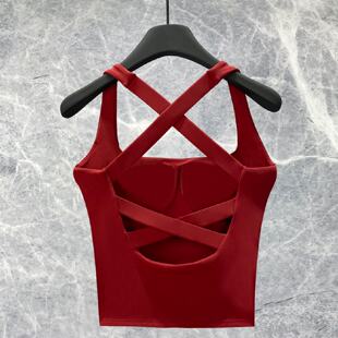 运动背心女外穿健身专用胸衣防震防下垂带胸垫一体式美背瑜伽上衣