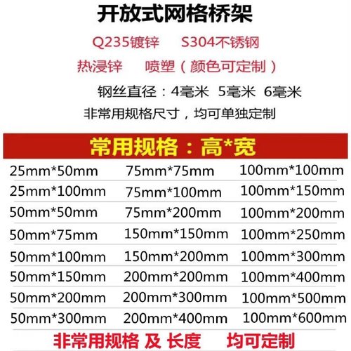 网格桥架304不锈钢电镀锌桥架开放式网状网格线槽热镀锌网格线槽