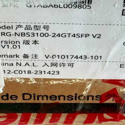全新交换机RG-NBS3100-24GT4SFPV2千兆-议价