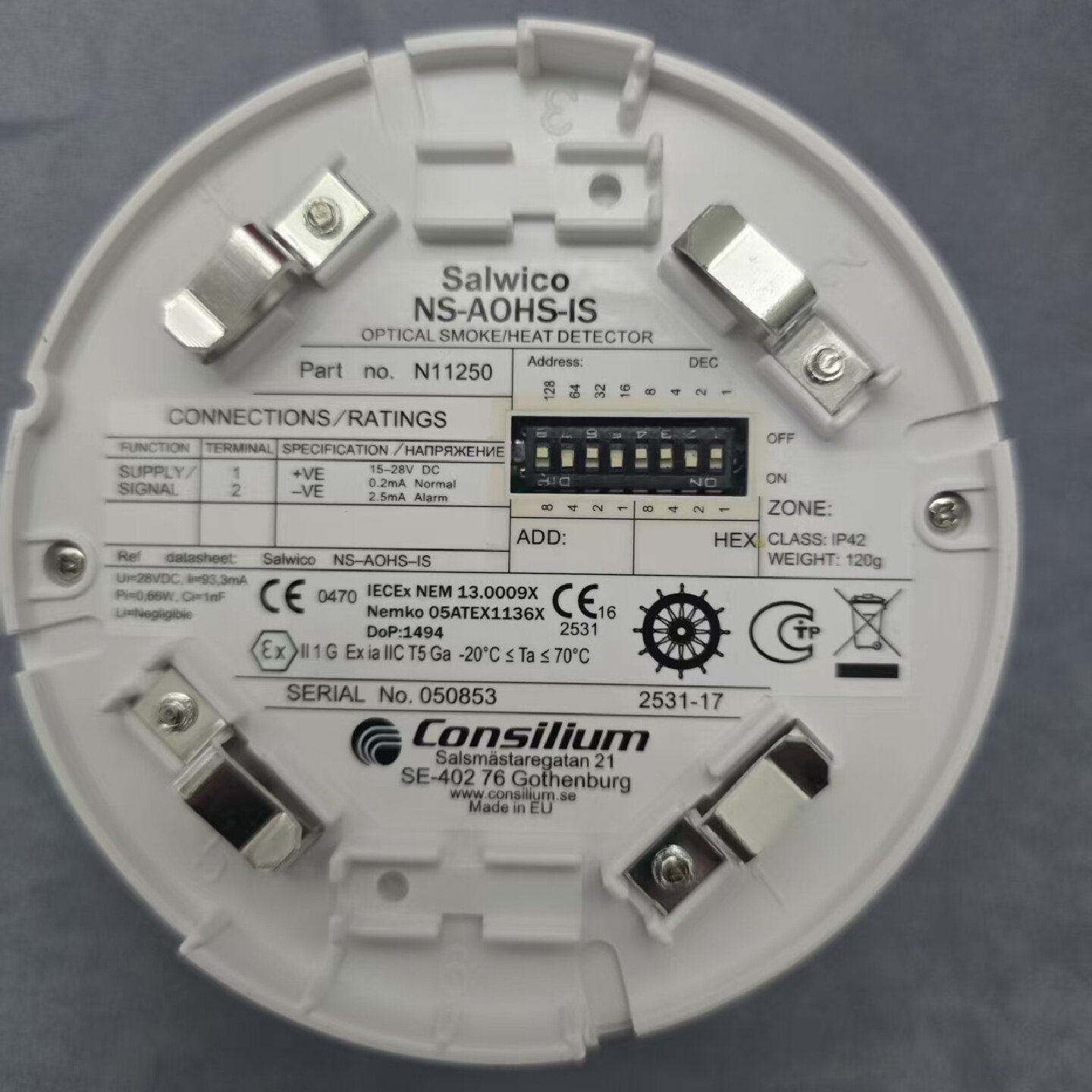 康士廉NS-AOHS-IS，Consilium全新烟感探头。--议价商品