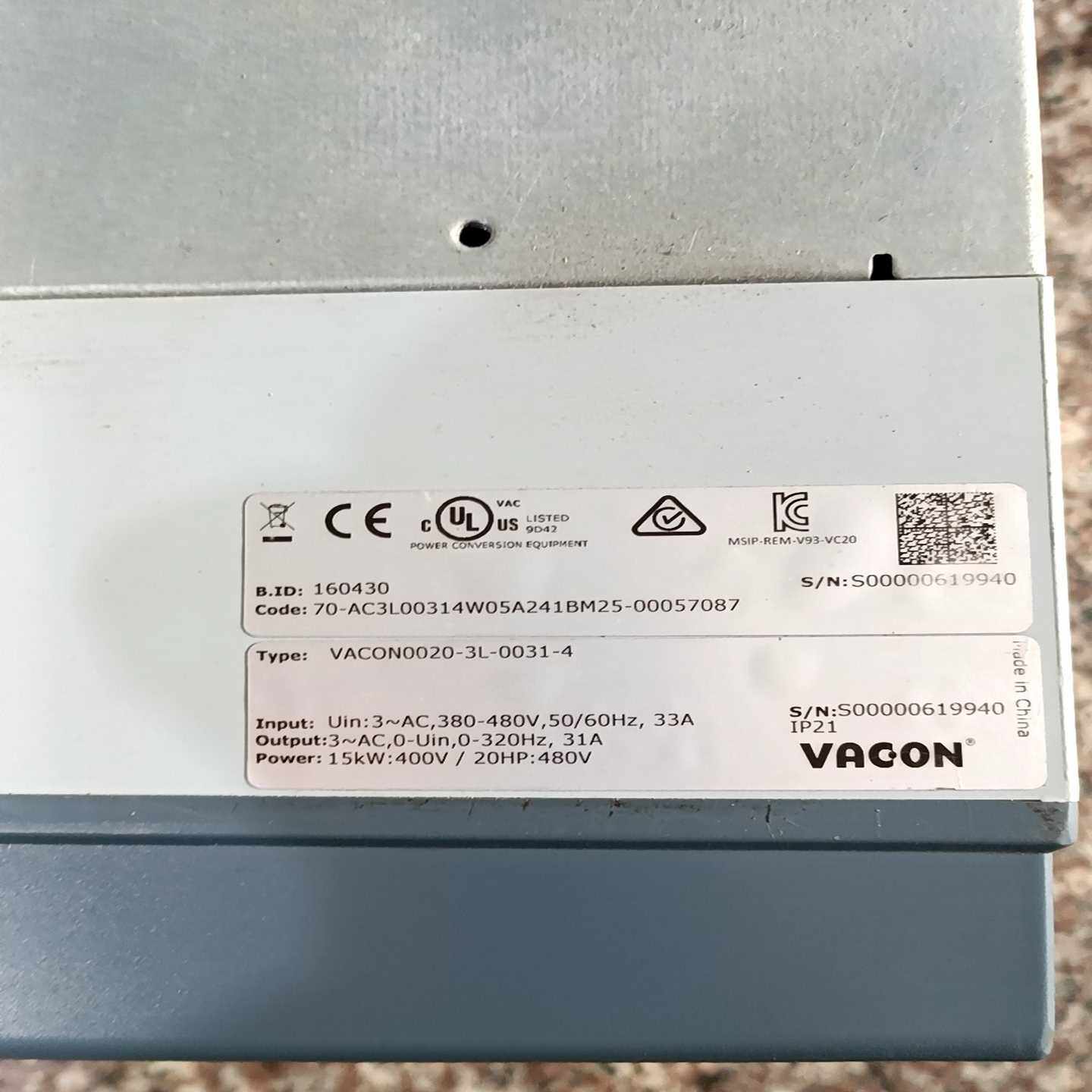 #伟肯变频器VACON0020-3L-0031-4适用