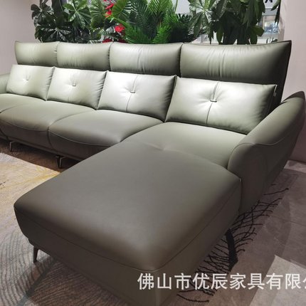 现代简约真皮沙发小户型客厅家具意式极简高靠背皮艺直排贵妃沙发