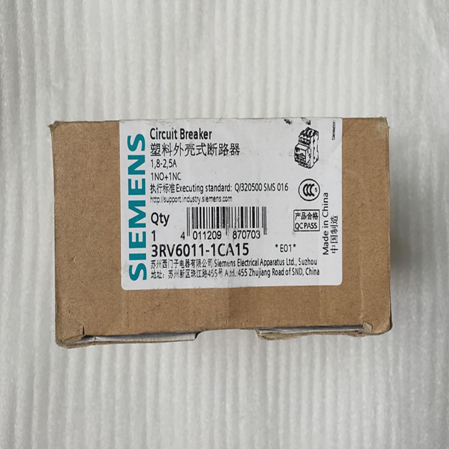 全新 原装 西门子SIEMENS马达保护断路器 3RV6011-1CA15 18询价